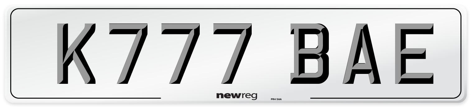 K777 BAE Number Plate from New Reg
